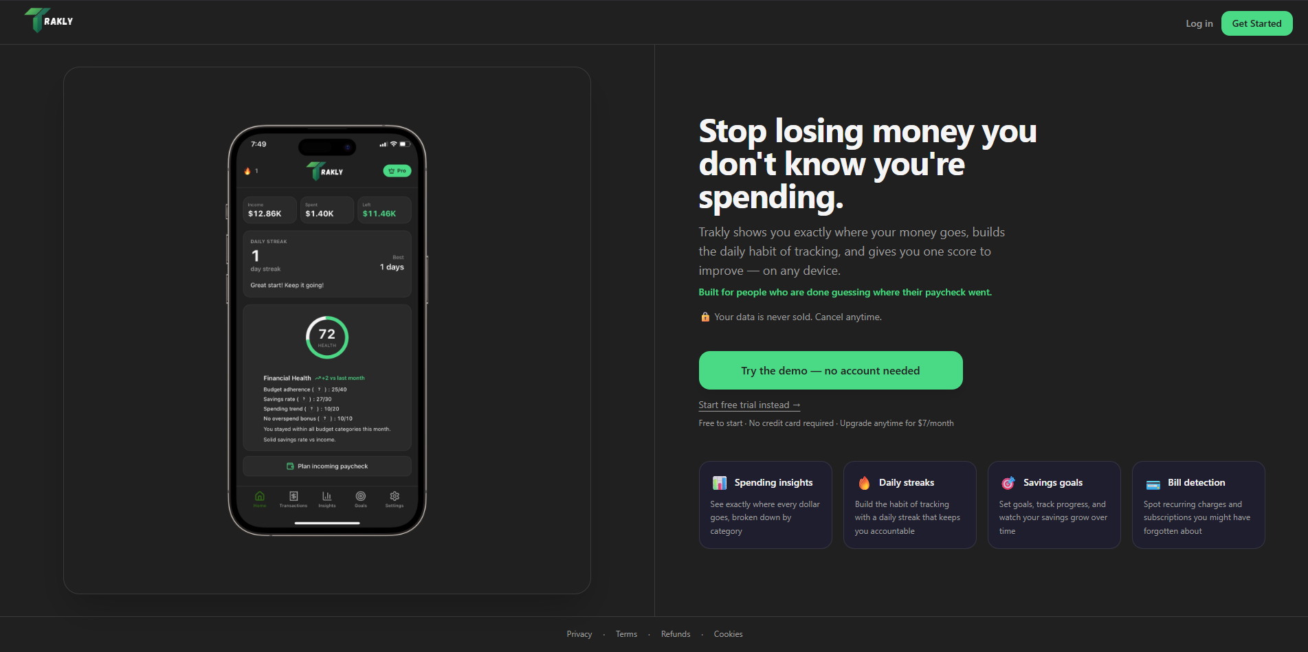 Trakly screenshot 1